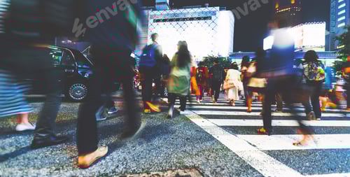 Preview: Motion Blurred People Walking In The Tokyo At Night