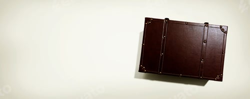 Preview: Travel Theme With A Old Fashioned Suitcase - Flat Lay