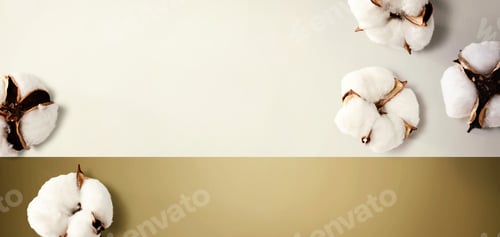 Preview: White Cotton Flowers - Overhead View Flat Lay