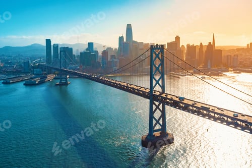 Aperçu: Aerial View Of The Bay Bridge In San Francisco, Ca