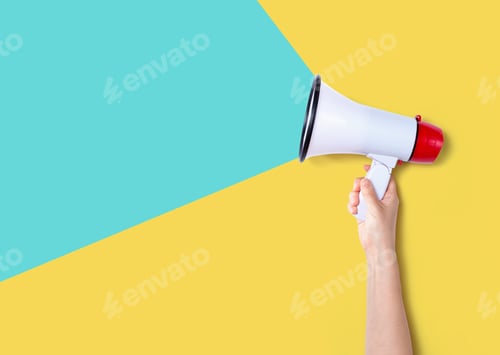 Preview: Person Holding A Megaphone With Hard Shadow