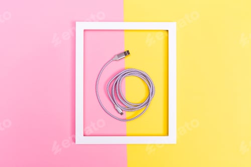 Preview: Usb Cable And Frame On Bright Duotone Background