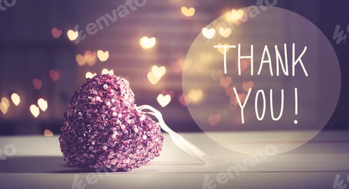Preview: Thank You Message With A Pink Heart With Heart Shaped Lights