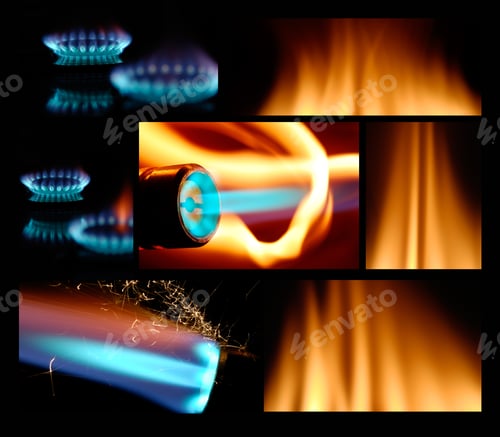 Blue and Orange Flames on Black Background