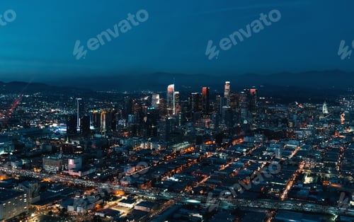 Preview: Aerial View Of Downtown Los Angeles At Twilight