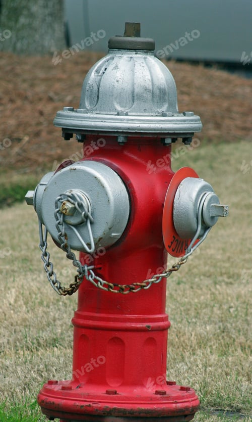 Preview: Red And Silver Fire Hydrant