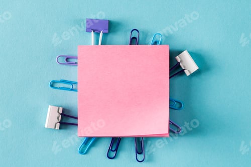 Preview: Blank Sticky Note On A Blue Background