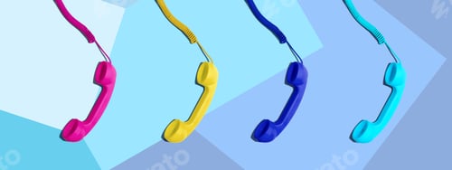 Preview: Colorful Old Fashioned Telephones Overhead View - Flatlay