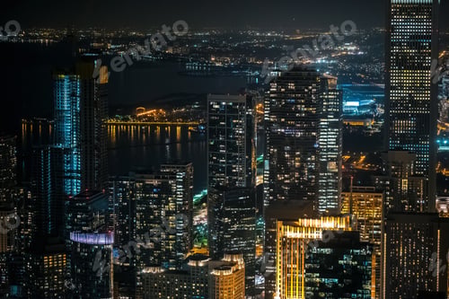 Preview: Chicago Skyline Skyscrapers At Night From Above