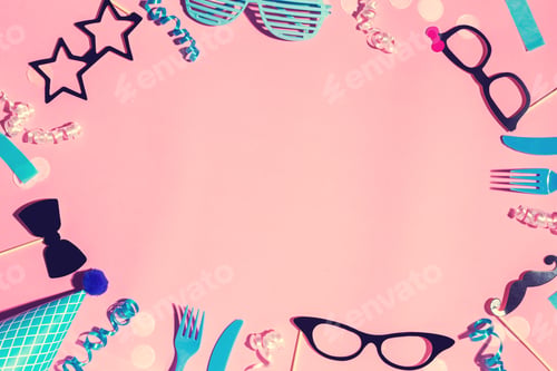 Preview: Party Objects Theme On A Pink Background