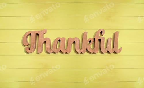 Preview: Thankful Wooden Text From Above - Overhead View
