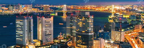Preview: View Of Boats On The Busy Tokyo Bay Harbor At Twilight