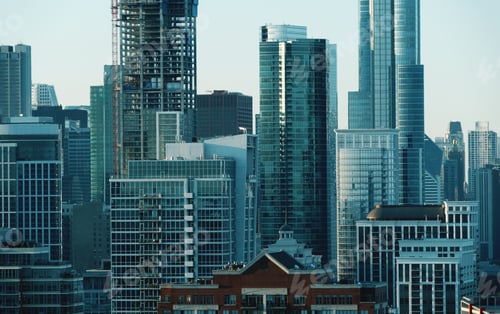Preview: Chicago Skyline Skyscrapers And Cityscape During Late Afternoon