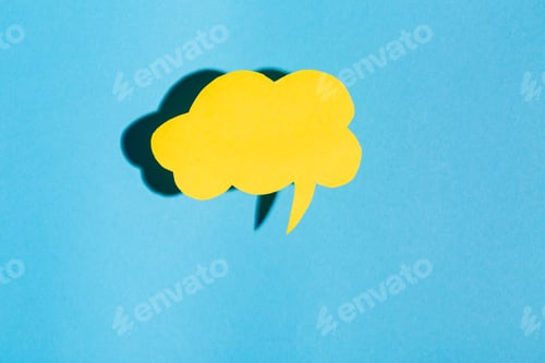 Preview: Speech Bubble Text Message Theme With Hard Shadow On A Blue Background