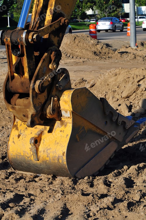 Preview: A Closeup Of Digging Bucket On Hydraulic Power Equipment