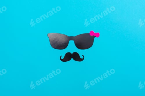 Preview: Party Sticks Accessories On A Blue Paper Background