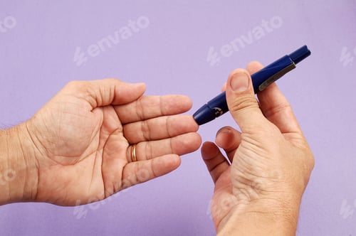Preview: Taking Finger Thumbnail Blood To Glucose Test