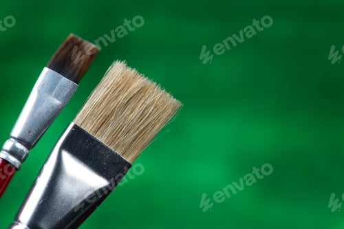 Preview: Detail Of Brush Bristles On Green Background.