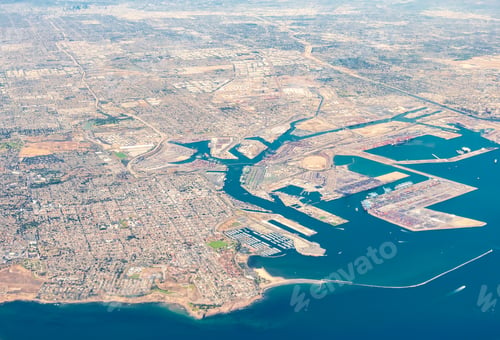 Preview: Aerial View Of San Pedro, Terminal Island And Long Beach, California
