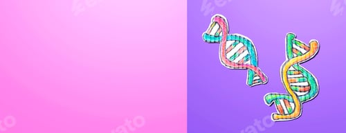 Preview: Dna Sequencing Theme With Cardboard Craft Drawings - Flatlay