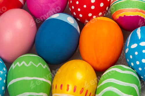 Preview: Painted Eggs Symbolizing Easter Over White Background