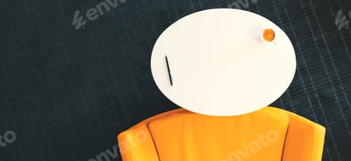 Preview: Overhead View Of A Modern Table And Chair With Espresso Coffee And Pen