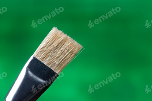Preview: Detail Of Brush Bristles On Green Background.