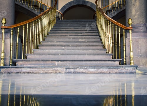 Preview: Staircase With Gold Railing