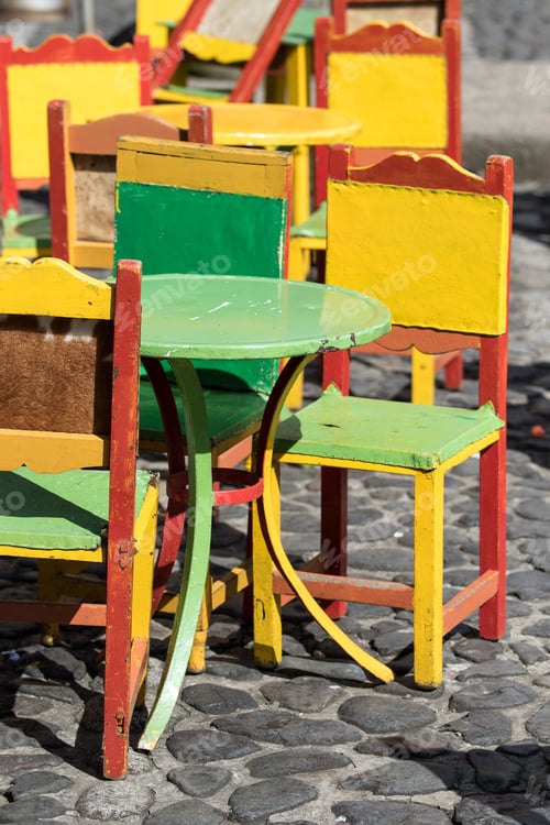 Preview: Colorful Chairs Outdoors In El Jardin Colombia
