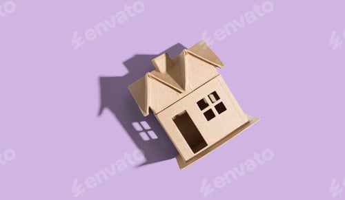 Preview: Cardboard House With Drop Shadow Overhead View