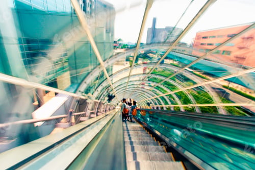 Preview: Abstract Motion Blurred View Through An Escalator Tunnel