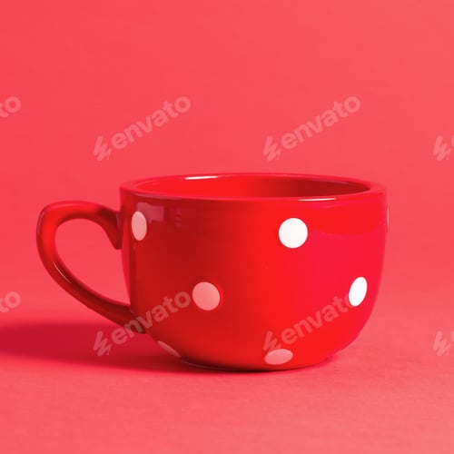 Preview: Big Red Coffee Mug On A Bright Background