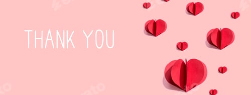 Preview: Thank You Message With Red Paper Hearts - Flat Lay