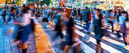 Preview: People And Traffic Cross The Famous Scramble Intersection In Shibuya, Tokyo, Japan, One Of The