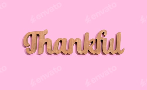 Preview: Thankful Wooden Text From Above - Overhead View