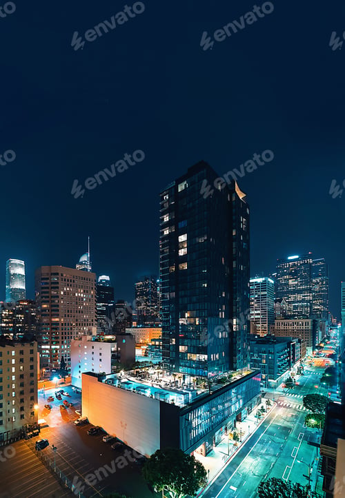 Preview: Aerial View Of Downtown Los Angeles, Ca At Night