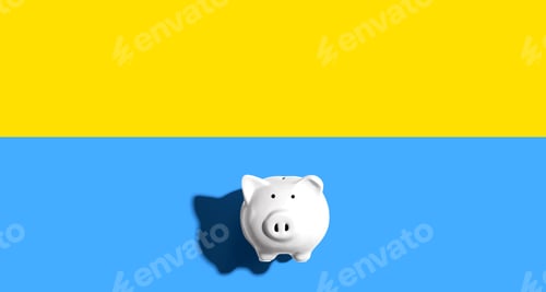 Preview: White Piggy Bank Overhead View - Flat Lay