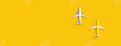 Preview: Flights Booking And Reservation Theme With Two Miniature Airplanes