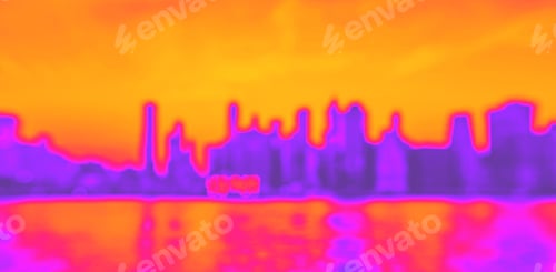 Preview: Defocused View Of The New York Skyline From Brooklyn Bridge Park Synth Wave Style