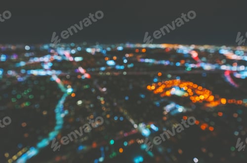 Preview: Aerial Blurred View Of A Massive Highway In Los Angeles, Ca At Night