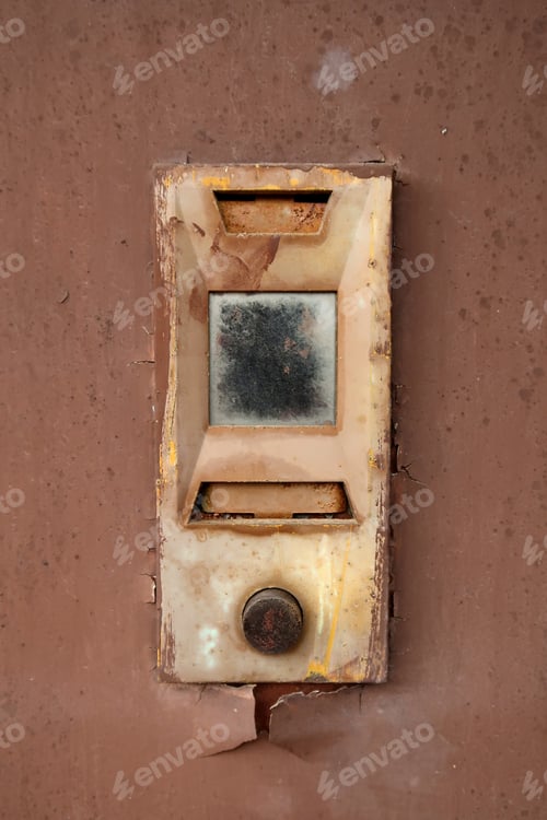 Preview: Old Fashioned Doorbell On A Typical American Motel Room Door. Now Abandoned.