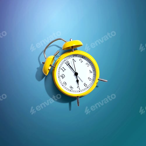 Preview: Yellow Vintage Alarm Clock With Shadow - Flat Lay