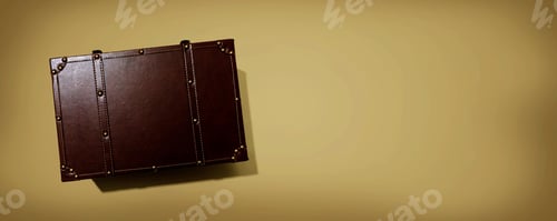 Preview: Travel Theme With A Old Fashioned Suitcase - Flat Lay