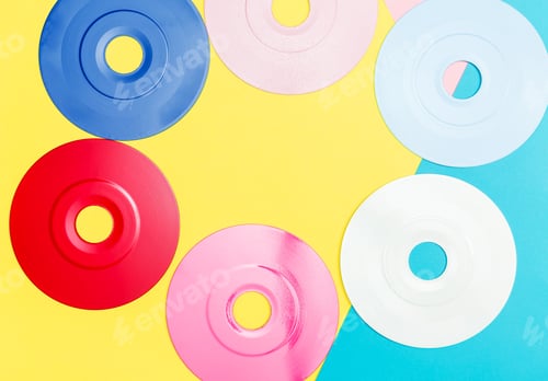 Preview: Painted Vinyl Records On A Bright Split Tone Background
