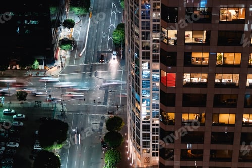 Preview: Aerial View Of An Intersection In Downtown Los Angeles, Ca