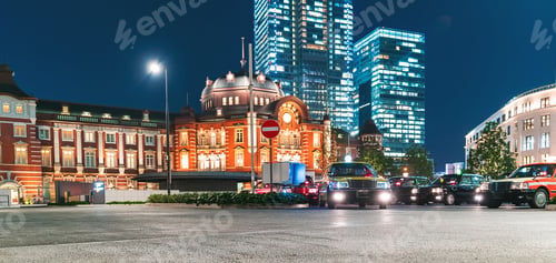 Preview: Tokyo Station In Marunouchi, Tokyo, Japan Illuminated At Night