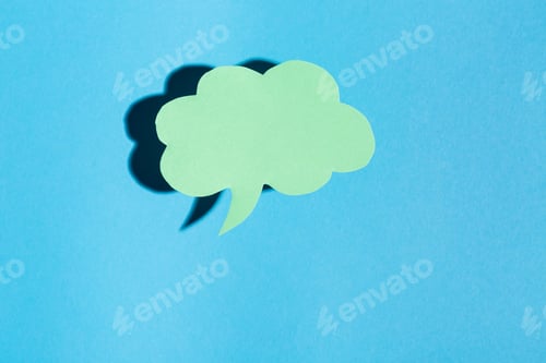 Preview: Speech Bubble Text Message Theme With Hard Shadow On A Blue Background
