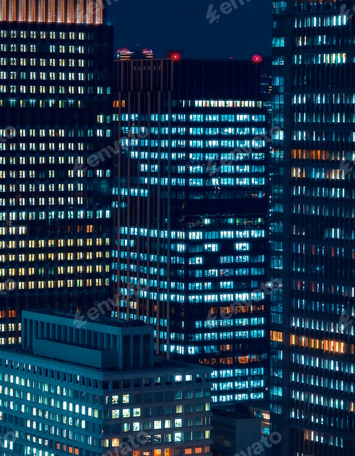 Preview: Skyscrapers Illuminated At Night In Tokyo, Japan