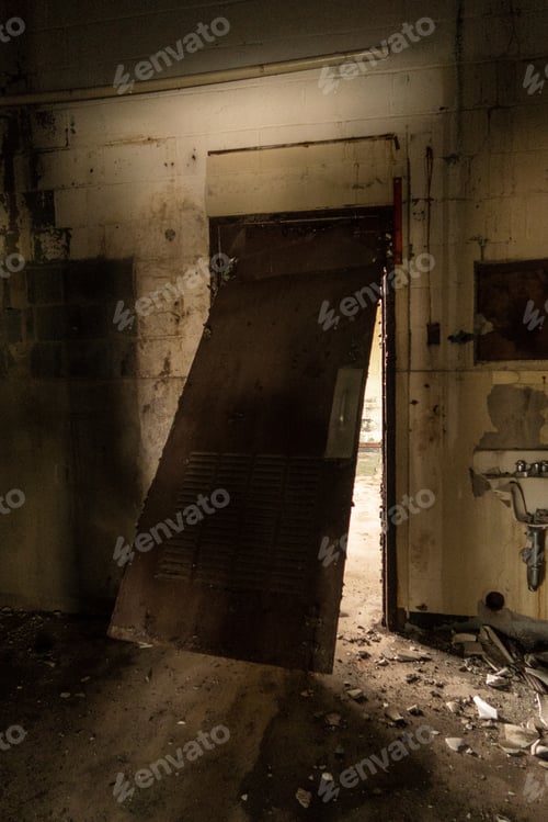 Preview: Doorway Inside An Abandoned Factory. Natural Light.