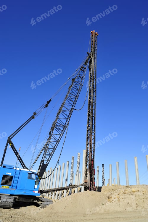 Preview: Pile Driver Works To Set Precast Concrete Piles For New Bridge